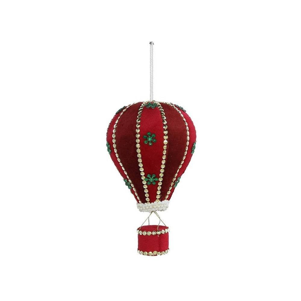 Mongolfiera Natalizia Romie Rossa da Appendere 13×23 cm