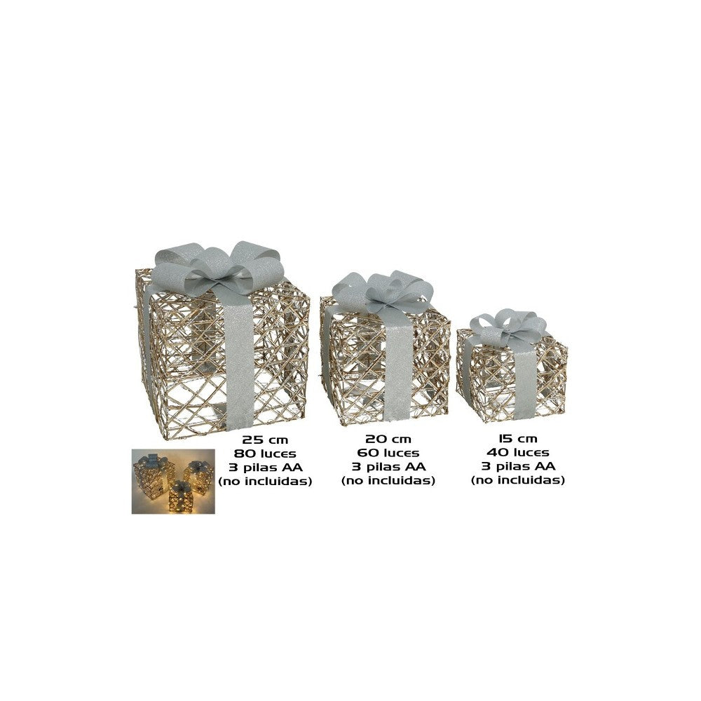 Scatole Regalo Dorate 180 led Set 3 pz - immagine 2