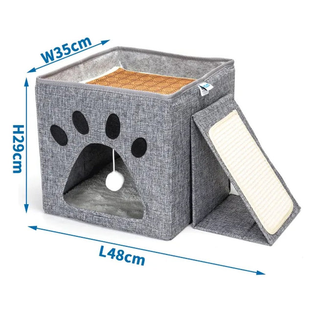 Cuccia componibile con tiragraffi per gatti 48x35x29 cm