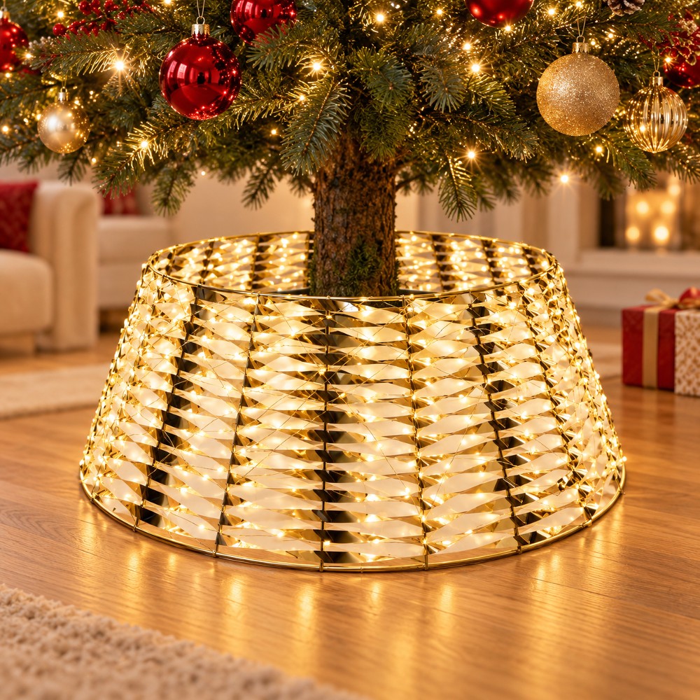 Copribase Albero in Metallo 500 Led Oro - immagine 2