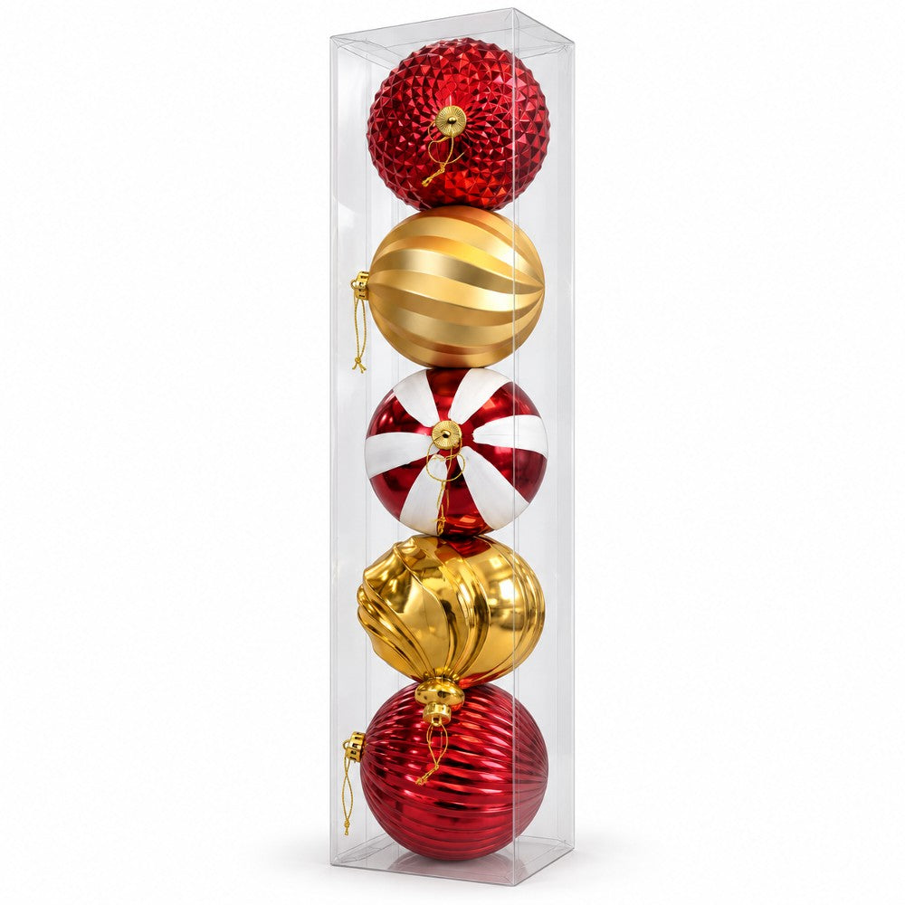 Palline di Natale 15 cm Set 5 pz Assortite - immagine 2