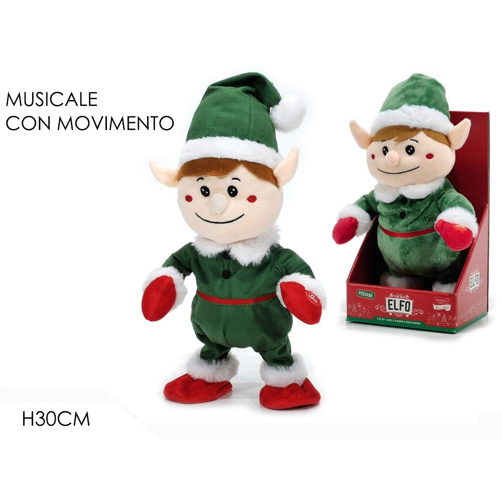 Elfo Natalizio con Musica e Movimento H.30 cm