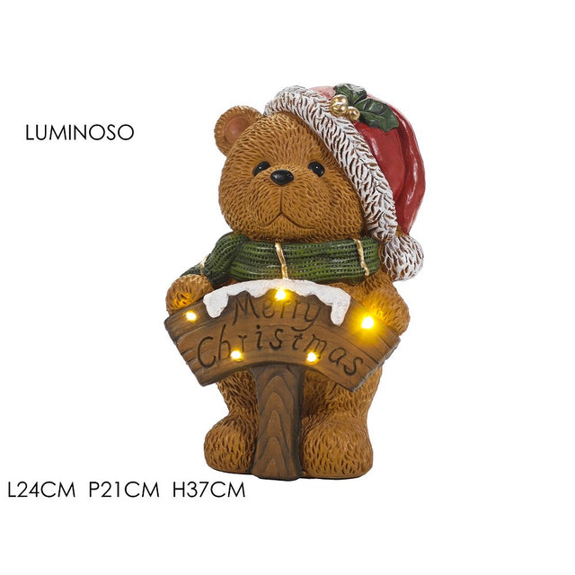 Orso Decorazione Natalizia con Scritta Luminosa