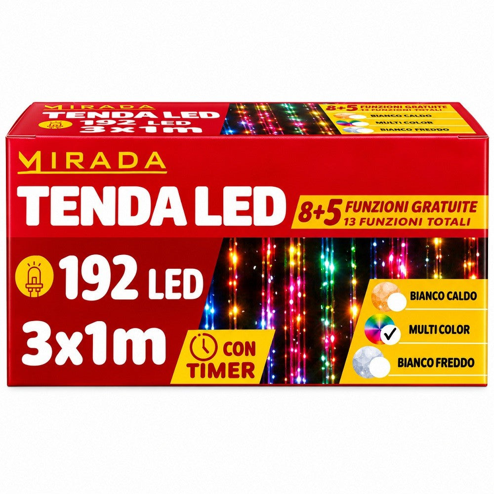 Tenda 192 Led Multicolor 3X1 mt - immagine 3