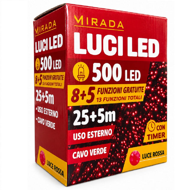 Luci di Natale 500 Led da Esterno Rosso