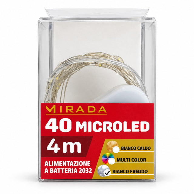 Luci 40 Microled Bianco Freddo a Batteria 4 mt