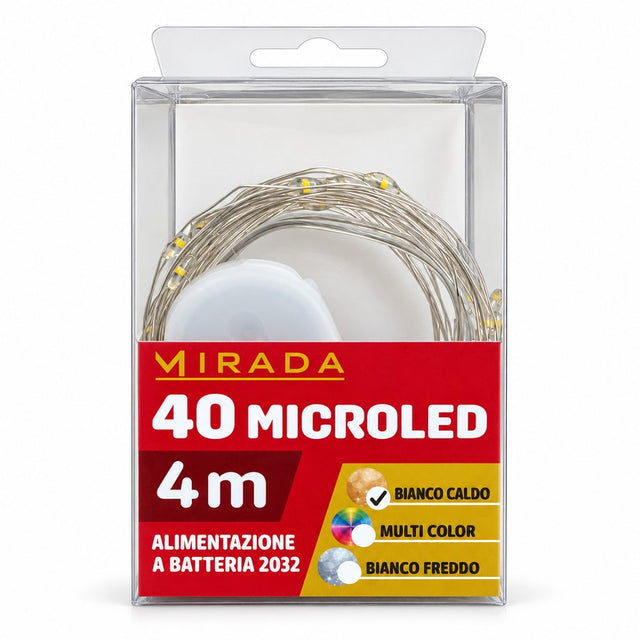 Luci 40 Microled Bianco Caldo a Batteria 4 mt