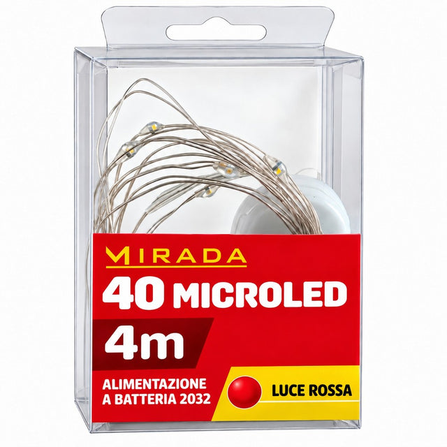 Luci 40 Microled Rosso a Batteria 4 mt
