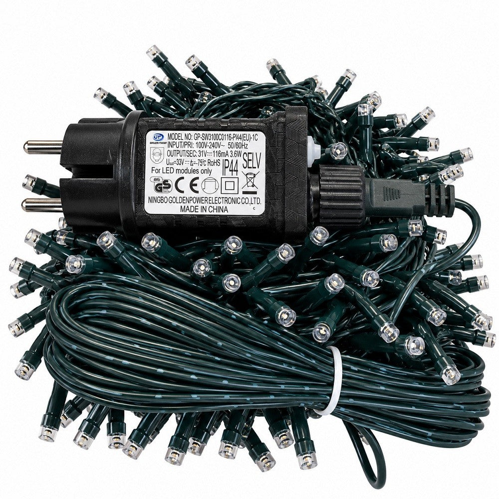 Luci di Natale 300 Led Bianco Caldo Cavo Verde - immagine 4