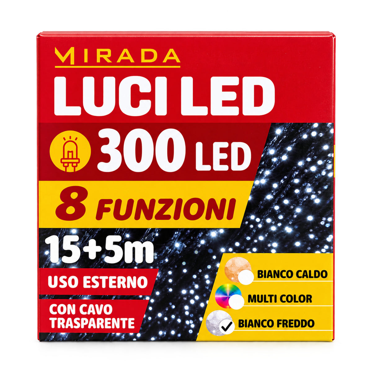 Luci di Natale 300 Led Bianco Freddo Cavo Trasparente - immagine 3