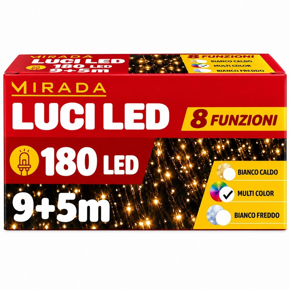 Luci di Natale 180 Led Multicolor Cavo Verde - immagine 3