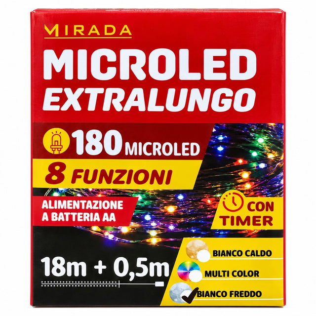 Luci 180 Microled Multicolor a Batteria 18 mt