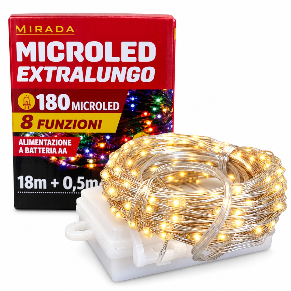 Luci 180 Microled Bianco Caldo a Batteria 18 mt - immagine 2