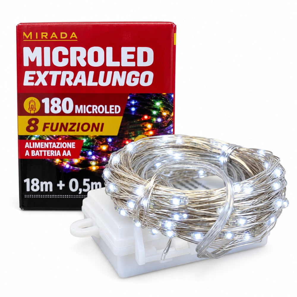 Luci 180 Microled Bianco Freddo a Batteria 18 mt - immagine 2