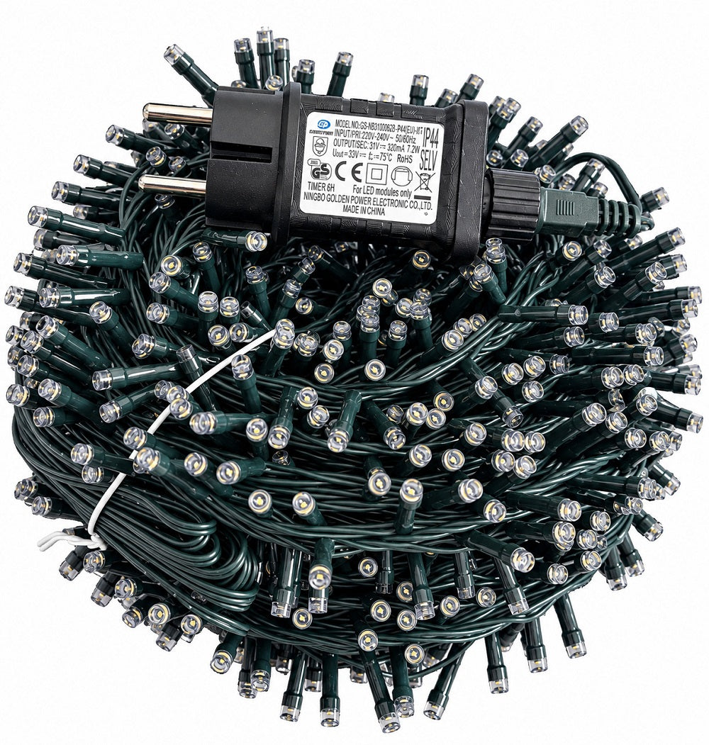 Luci di Natale 1500 Led Bianco Caldo Cavo Verde - immagine 4