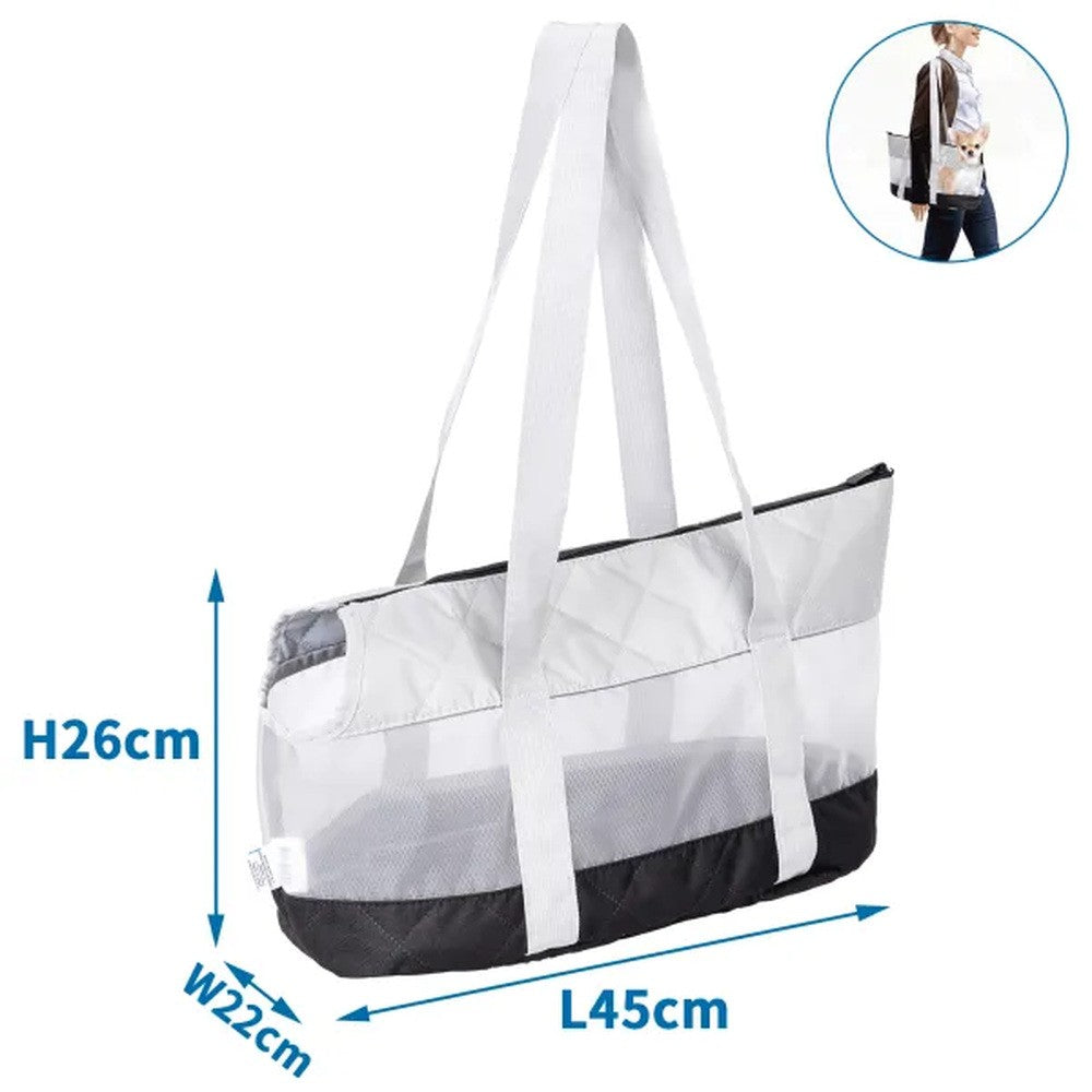 Borsa trasportino in rete grigia Nobleza 45x22x26 cm