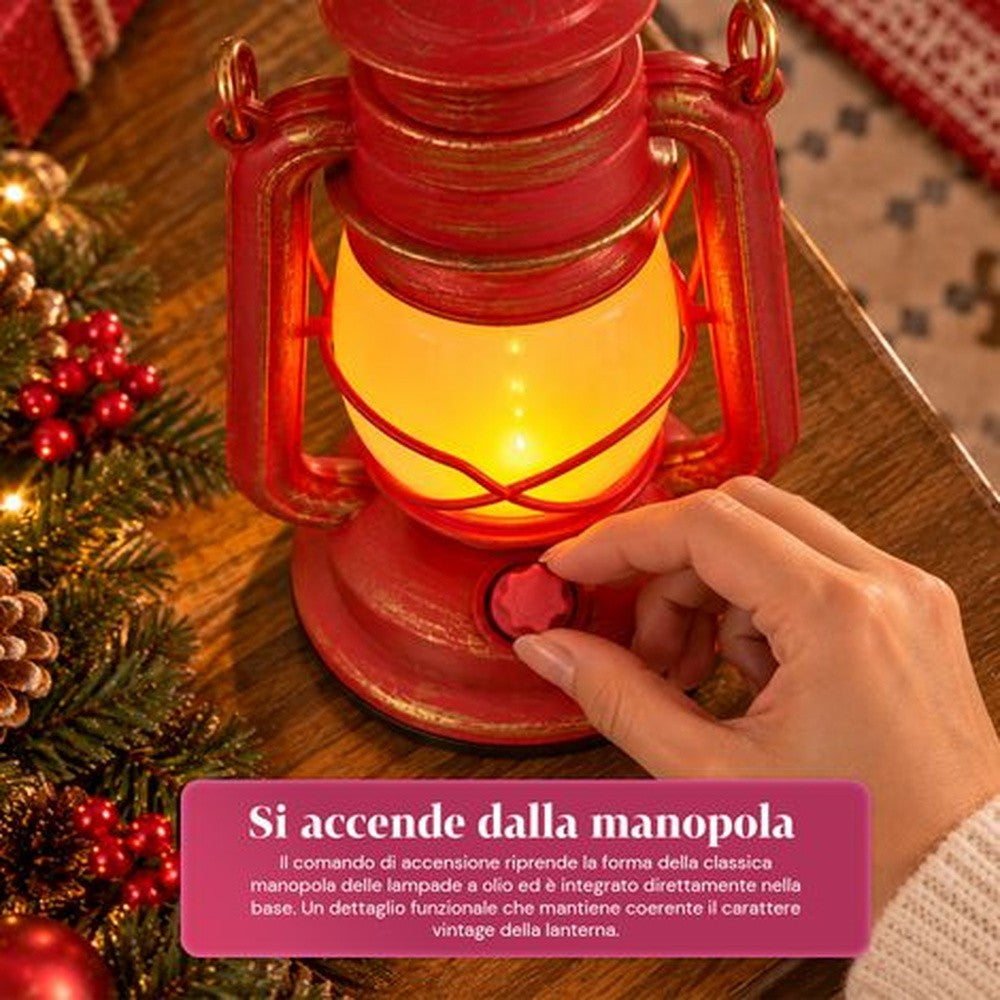 Lanterna Natalizia Rossa con Luce e Musica 15x11x25 cm - immagine 4