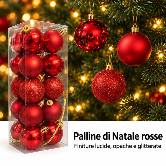 Pallina di natale Rossa 4 cm set 20 pz assortite