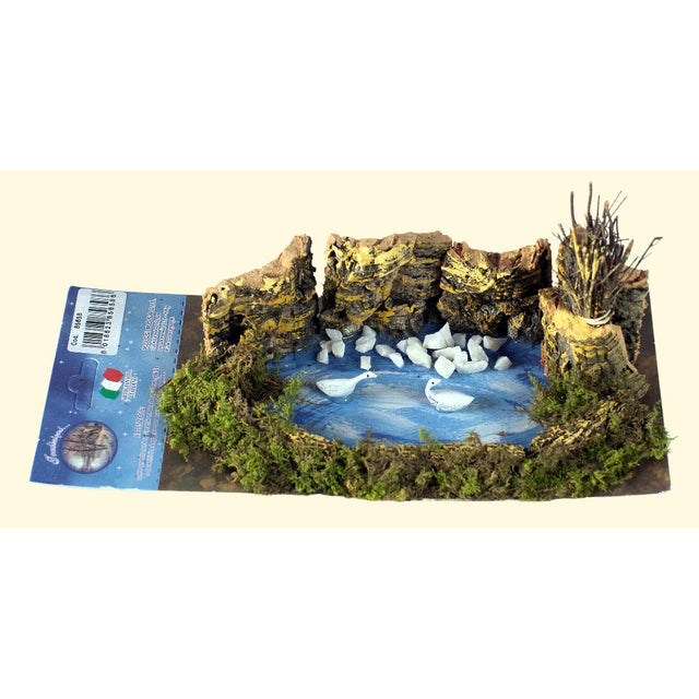 Laghetto con Anatre per Presepe 20x12x10 cm