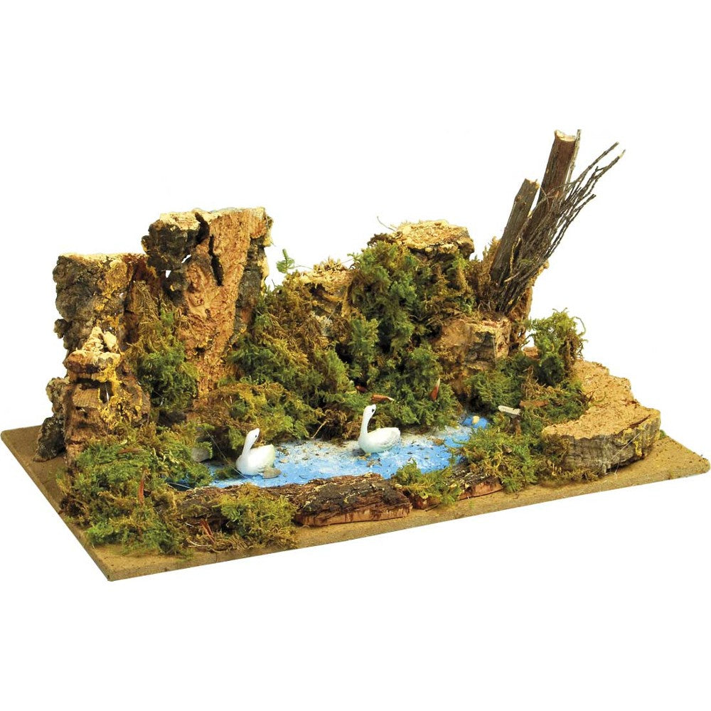 Laghetto con Anatre per Presepe 20x12x10 cm - immagine 2