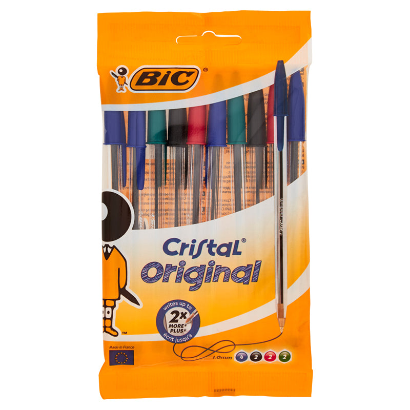 BIC Cf da 10 penne a sfera Bic Cristal Original - Punta tonda da 1,0 mm -  Colori blu 830863 3086121601118