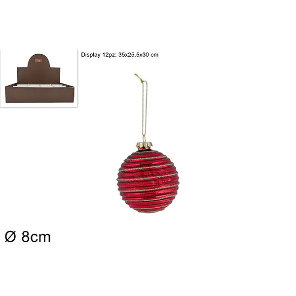 immagine-1-due-esse-christmas-palla-vetro-8cm-rigatagli.rossa-ean-8053482167404