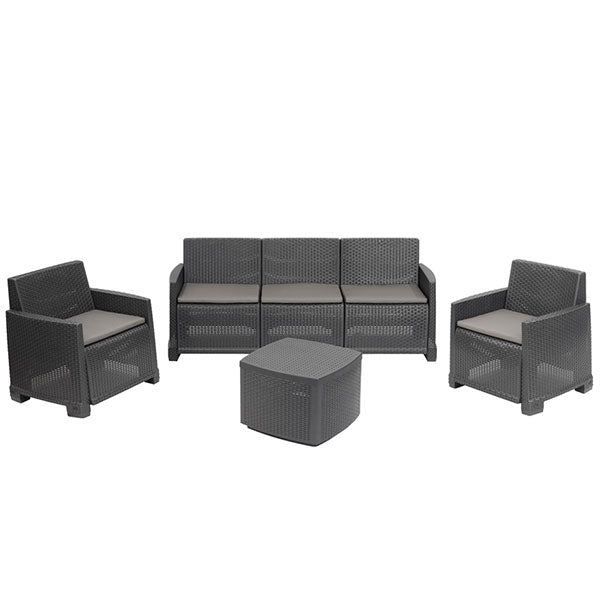 Poltrona Eden In Rattan Sintetico - Colore Antracite, 62x60x89 Cm - Foto 6