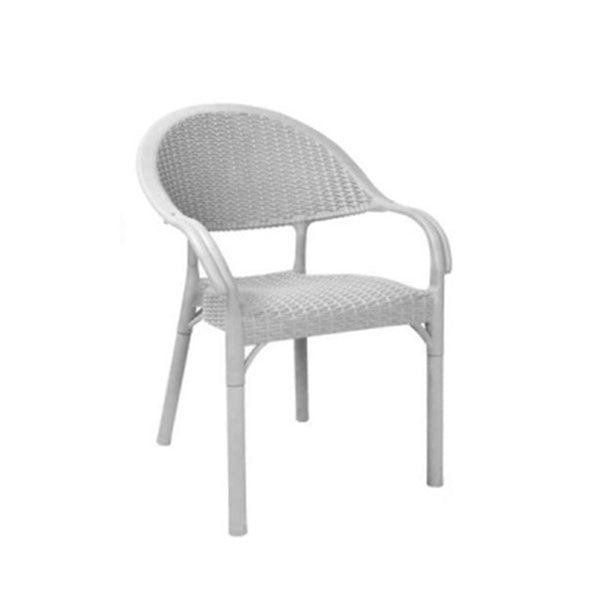 Sedia In Plastica Effetto Rattan Bianca