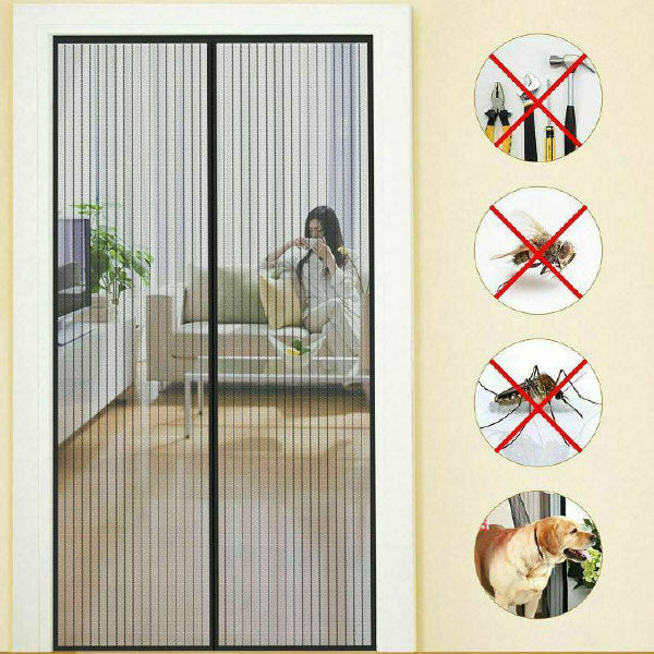 Zanzariera Magnetica Per Porte - 60x240 Cm, Apertura Automatica, Con Barra Di Peso, Nero - Foto 10