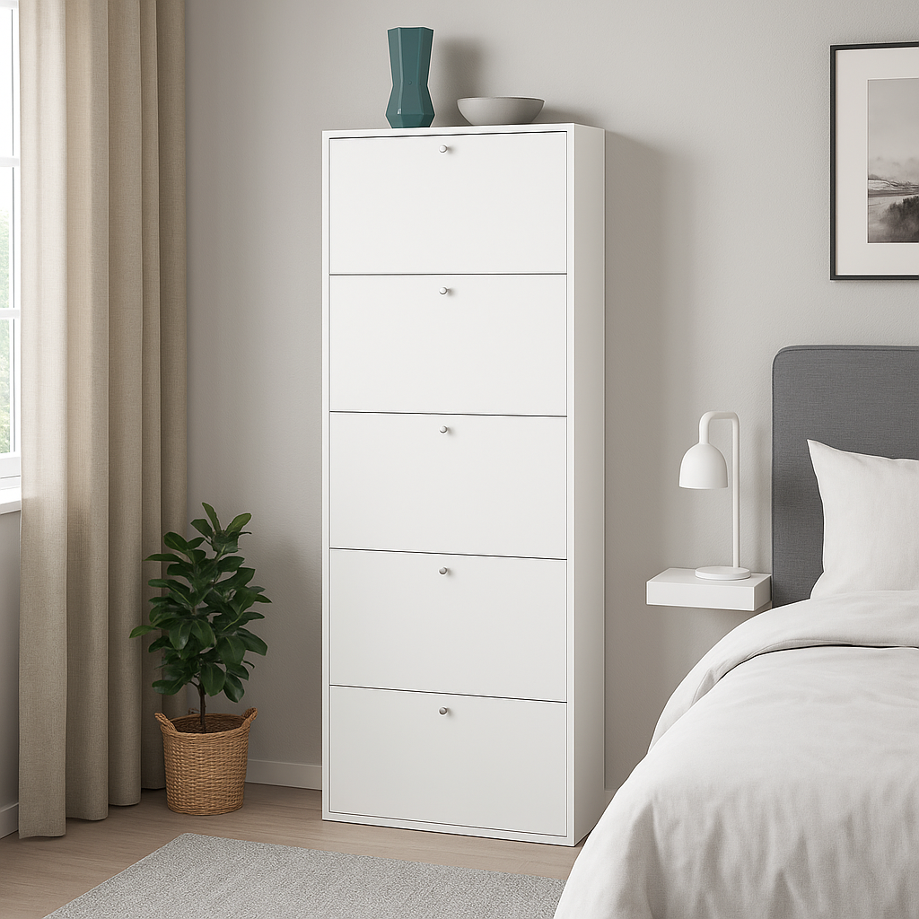 Scarpiera Forio Slim 5 Ante Bianca 180x72x15cm