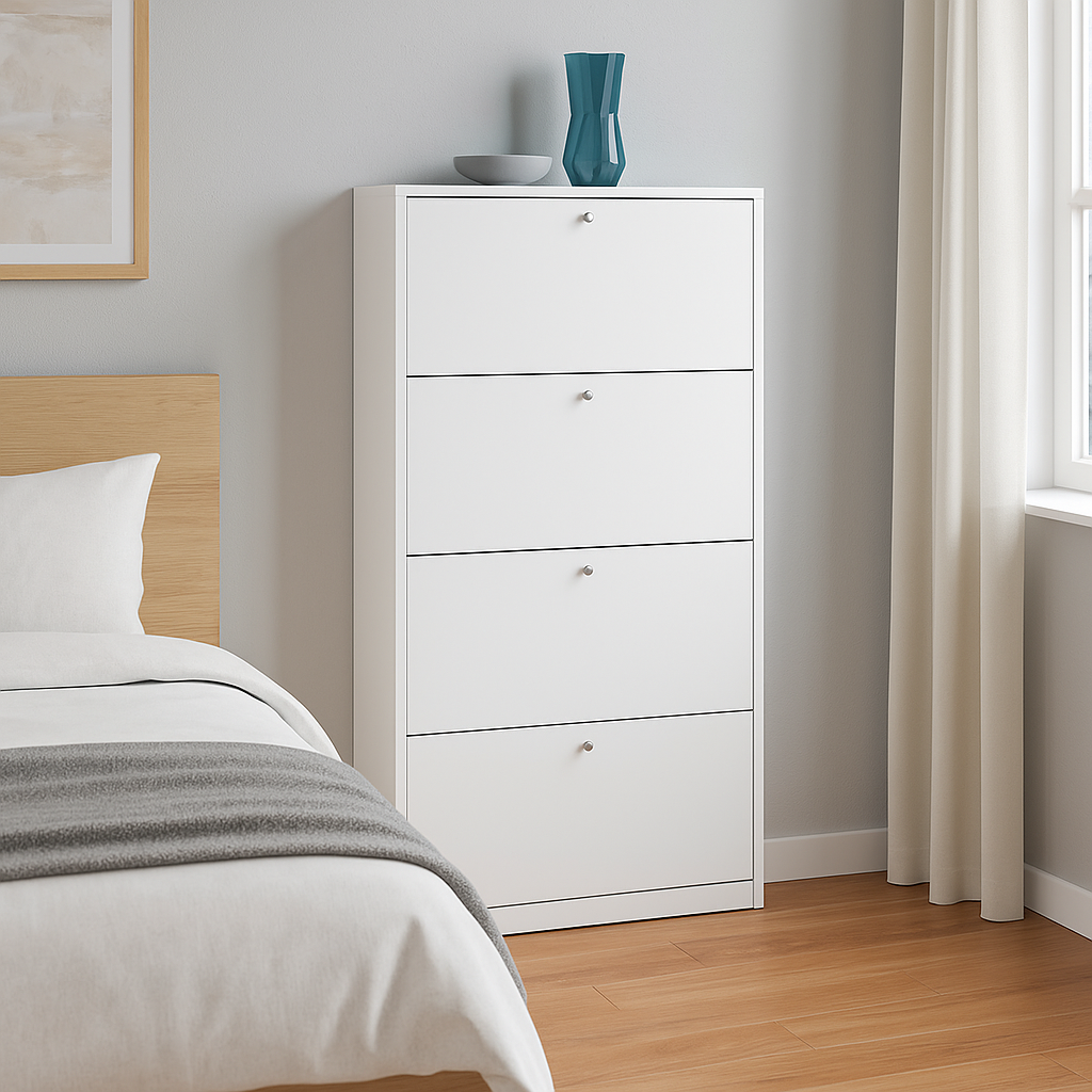 Scarpiera Forio Slim  4 Ante Bianca 145x72x15cm