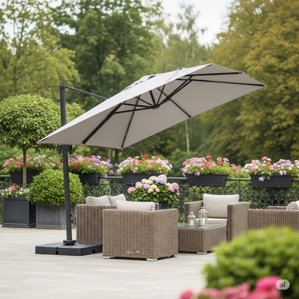 Ombrellone Altair Palo Laterale Grigio Chiaro 2x3m