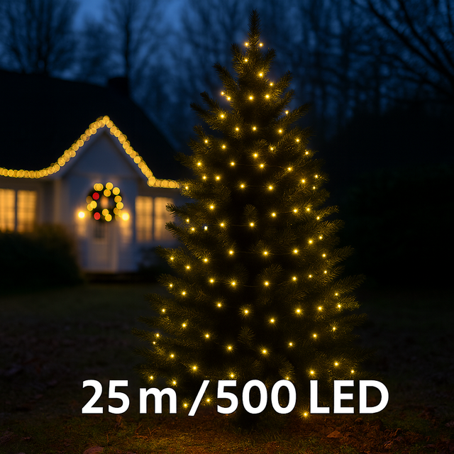 Luci Filo Trasparente 500led Esterno Bianca Calda