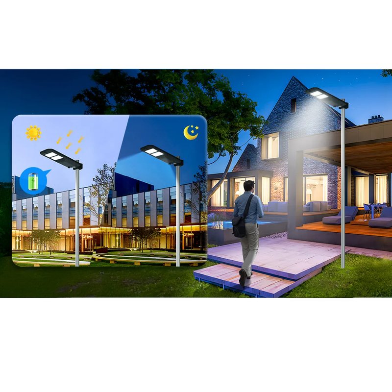 Lampione Solare Con Telecomando 180w 6500k Nero