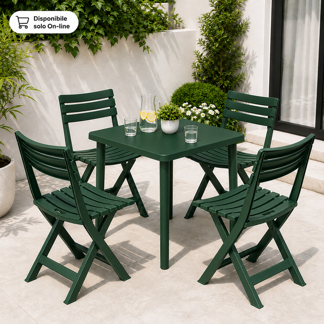 Set Tavolo Nettuno Verde + 4 Sedie Birki