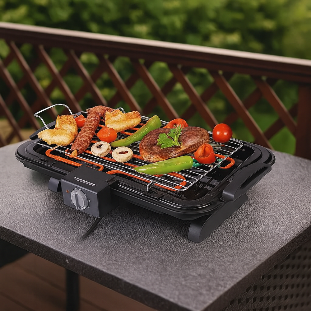 Barbecue Elettrico Da Tavolo 2600W Con Griglia In Acciaio Inox - Griglia Antiaderente Per 5-10 Persone, Termostato Regolabile