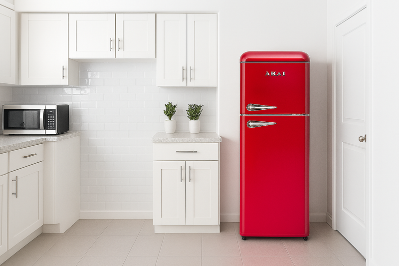 Frigo Doppia Porta Vintage Colore  Rosso Akai