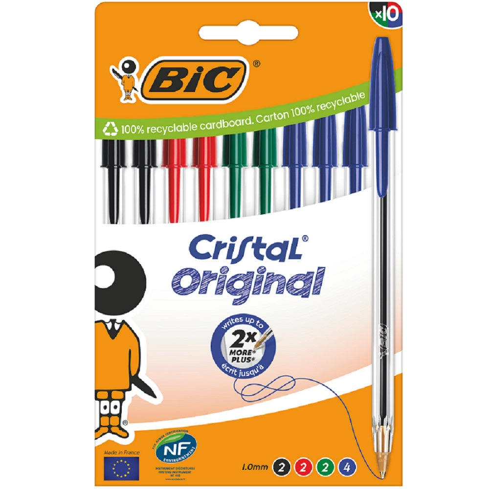 bic italia penna a sfera bic cristal original 10pz assortiti ean 3086123734760