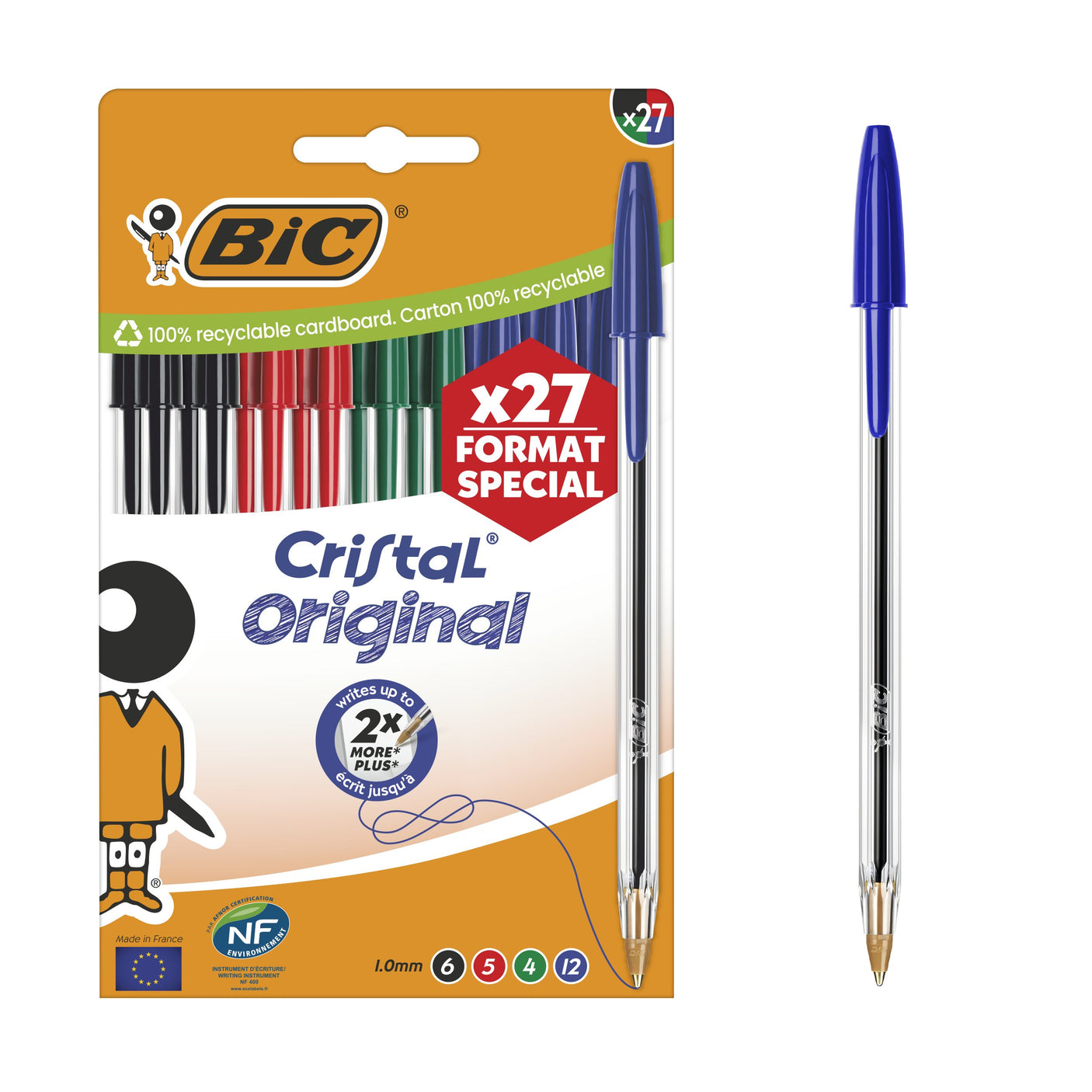 bic italia penna a sfera bic cristal original formato 27 pz ean 3086123764002