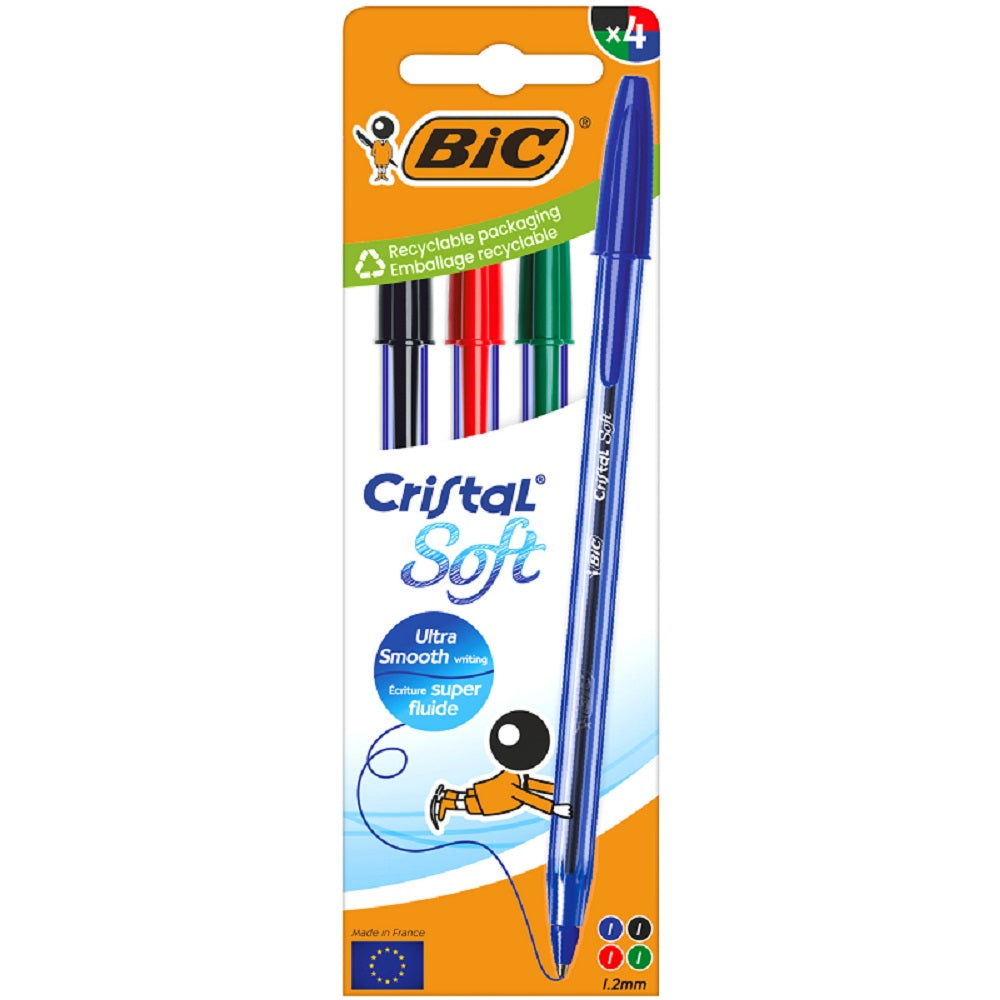 bic italia penna a sfera bic cristal soft 4pz assortiti ean 3086123734654