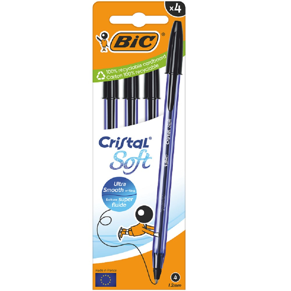 bic italia penna a sfera bic cristal soft 4pz nera ean 3086123734647