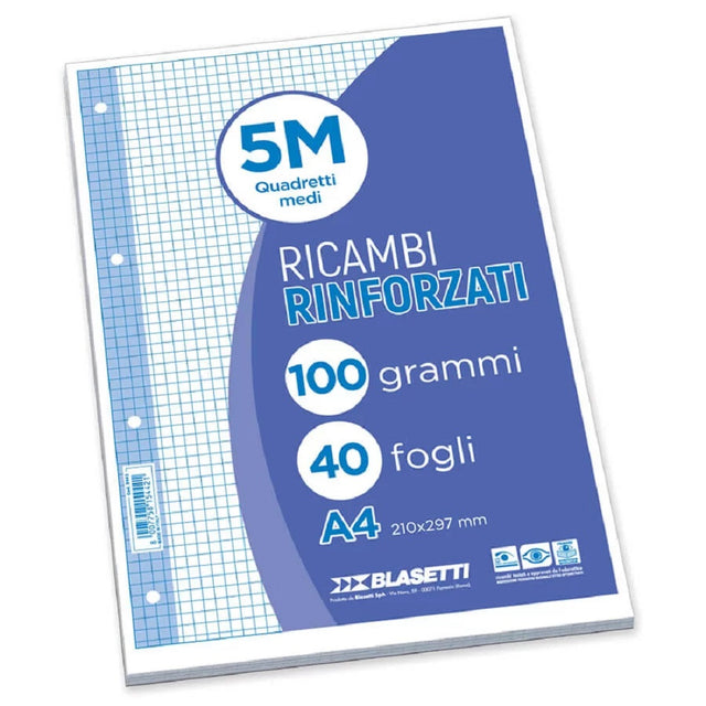 blasetti fogli di ricambio a4 confezione 40fg 100 gr 5 mm ean 8007057237672