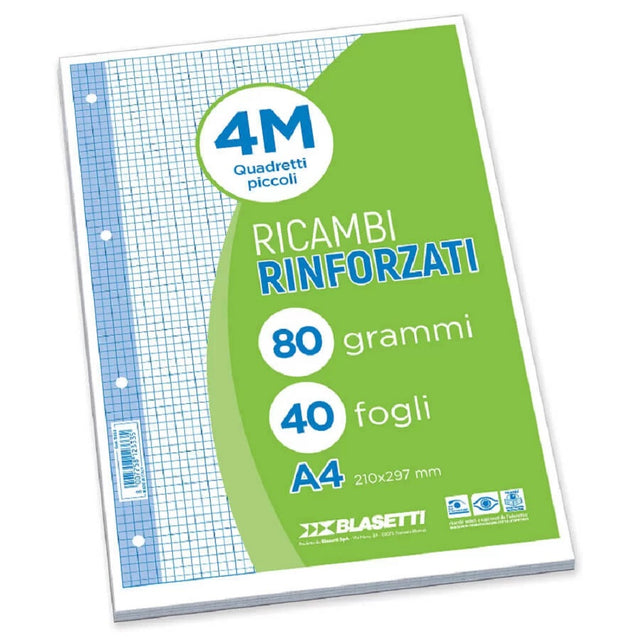 blasetti fogli di ricambio a4 confezione 40fg 80 gr 4 mm ean 8007758123335