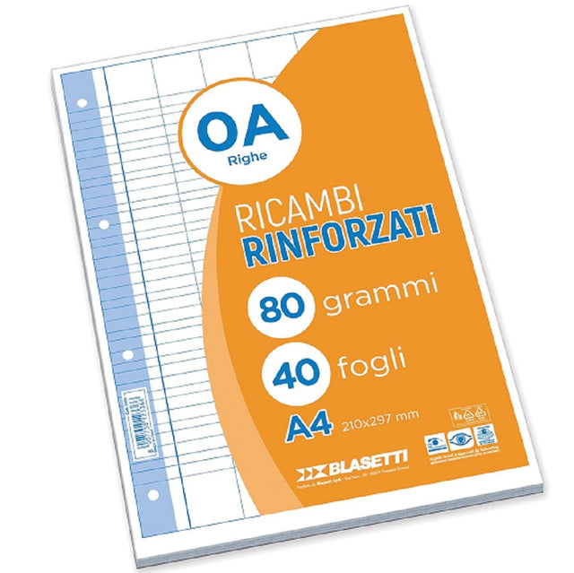 blasetti fogli di ricambio a4 confezione 40fg 80 gr a ean 8007758123366