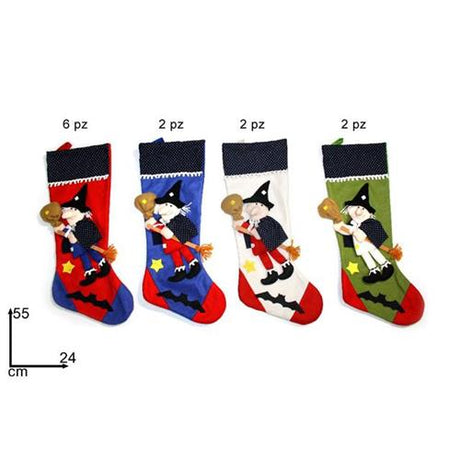 christmas calza con befana 55cm 4 colori bdc660 ean 8033113364860