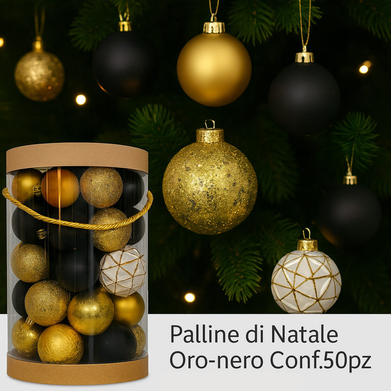 christmas collection pallina di natale oro nero conf 50pz vari formati ean 8056001178479