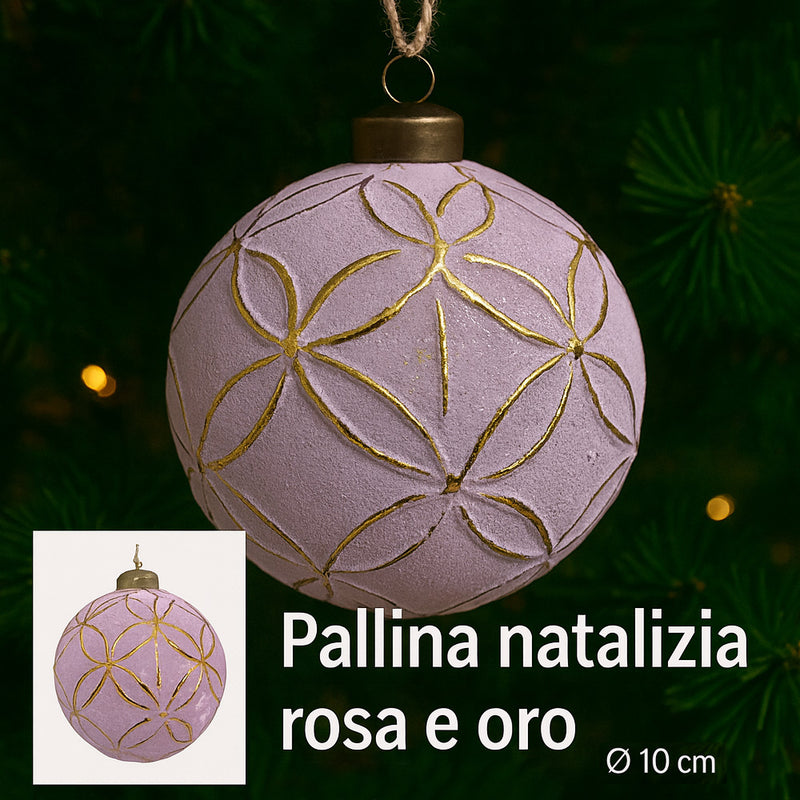 christmas collection pallina di natale rosa e oro 10 cm ean 8055329236366