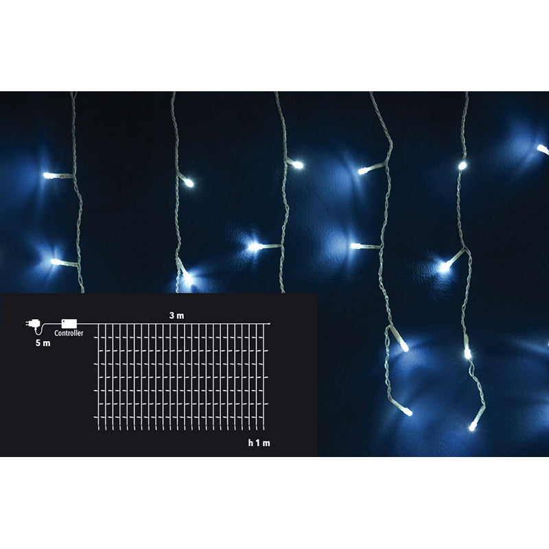 christmas tenda 192 led 8 funzioni ip64 3x1m bianca fredda ean 8051094753251