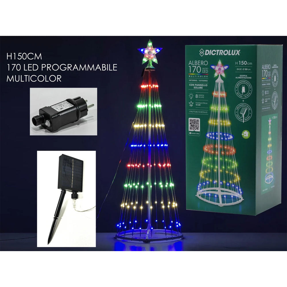 Albero di Natale luminoso con 900 MicroLed decorazione da interno ed esterno h 210 cm -Luce