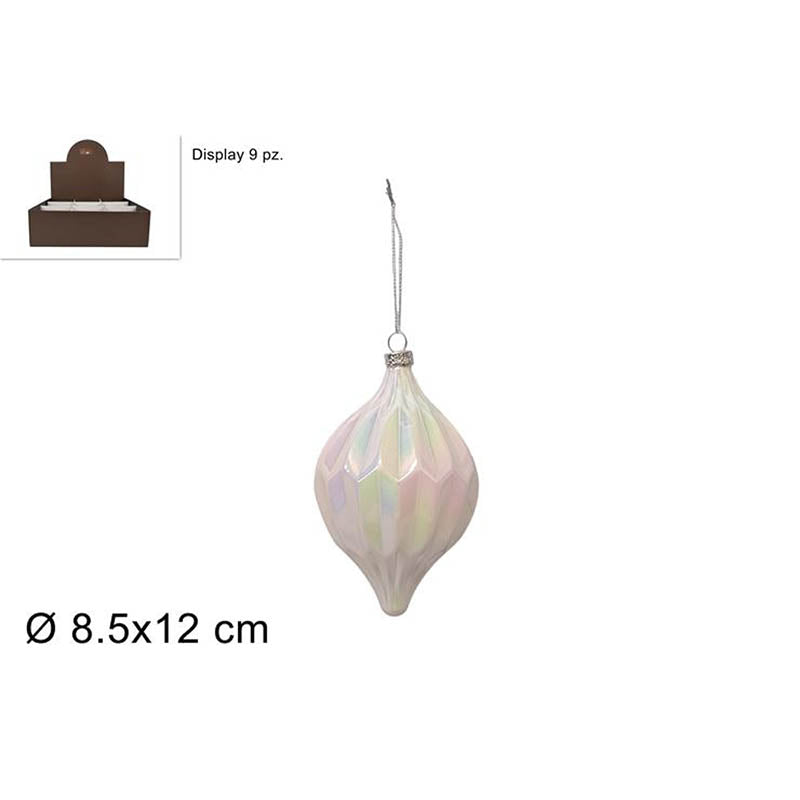 due esse christmas palla vetro ovale 12 cm rainbow ean 8053482252728